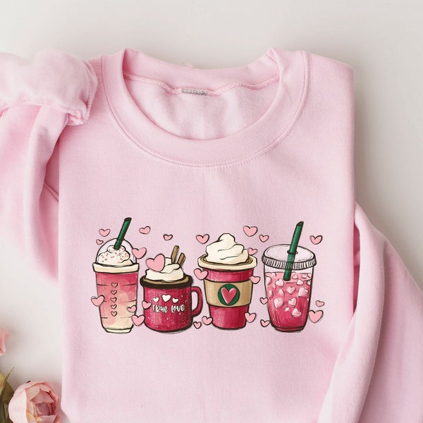 Womens Valentines Day Sweatshirt, Valentine Coffee Sweatshirt, Womens Valentines Day Sweater, Valentines Day Shirt, Valentines Sweater