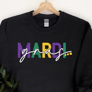 Mardi Gras Sweatshirt, Mardi Gras Louisiana Carnival Sweatshirt, Mardi Gras Fat Tuesday Gift, NOLA Beads Parade Sweatshirt, Flower de Luce