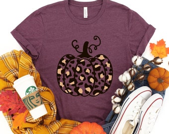 Camisa de calabaza leopardo, camisa de calabaza cheetah, camisa de Acción de Gracias, camisa agradecida, camisa de otoño, hola calabaza, camisa familiar a juego