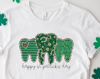 Koszulka dentystyczna na dzień św. Patryka, Dentysta Crew Dental Hygienist St, Koszulka z koniczyną, Szczęśliwy asystent dentystyczny, Szczęśliwy T-shirt dentystyczny