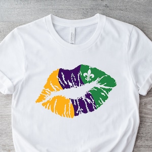 Mardi Grass Lips Shirt, Mardi Lips Shirt, Mardi Grass Lips Tee, Lips Shirt, Mardi Kiss Shirt, Mardi Grass T-shirt, Fat Tuesday Parade