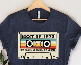 50th Birthday Shirt,1973 Limited Edition Cassette T-Shirt, 1973 Birthday Shirt, 50th Birthday Gift For Women, 50th Birthday Men Tee