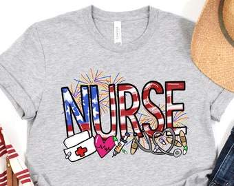 All American Nurse Shirt, 4th of July Krankenschwester Shirt, Krankenschwester Geschenk, Stillschule Shirt, Registrierte Krankenschwester Shirt, RN Shirt, Lustiges Stillshirt