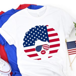 African American Woman 4th Of July Shirt, Afro Woman USA Flag Shirt, Independence Day Shirt, Black Girl Shirt, Silhouette