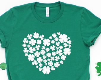 Shamrock And Hand Drawn Heart St Patty's Day Shirt,St. Patricks Day Shirt,Four Leaf Clover,Shamrock Shirts,Patrick's Day,Irish Tshirt