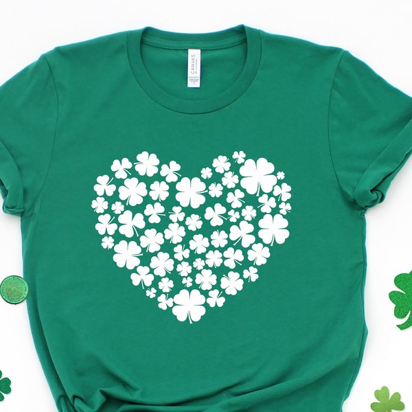 Shamrock And Hand Drawn Heart St Patty's Day Shirt, St. Patricks Day Shirt, Four Leaf Clover, Shamrock Shirts, Patrick's Day, Irish Tshirt