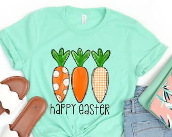 Happy Easter Carrot Shirt - Funny Easter Lover T-shirt - cute Carrot Tee - Spring Rabbit Shirt - Women's Easter T-shirt - Family Easter Tee