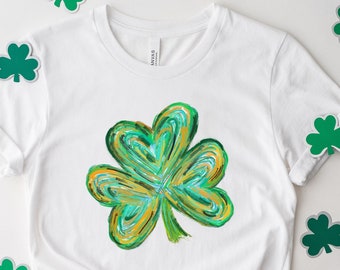 Cute St Patricks Four Leaf Clover Shirt,Watercolor St Patrick Tshirt, St Patricks Day,Shamrock Sweatshirt,Gift For St Patricks