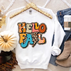 Hello Fall Leopard Shirt, Cute Fall Shirt, Fall Shirts, Fall T-Shirt, Happy Fall Shirts, Autumn Shirt, Thanksgiving Shirt, November Shirt