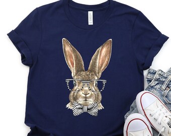 Easter Bunny With Glasses Shirt, Bunny With Glasses Shirt, Kids Easter Shirt, Cute Easter Shirt, Easter Shirt for boy, Easter Bunny Shirt