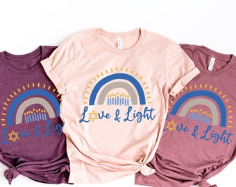 Love and Light Hanukkah Shirt,Menorah Shirt,Holiday Shirt,Hanukkah Shirt,Chanukah Shirt,Festival of lights shirt,Jewish Celebration,Holiday