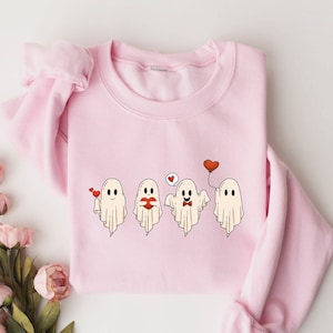 Valentine Sweatshirt, Valentines Day Sweatshirt, Valentines Ghost Sweatshirt, Cute Ghost Sweater, Valentines Gift, Spooky Valentine Crewneck