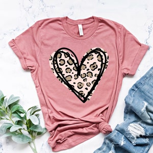 Leopard Heart Shirt, Heart Shirt, Love Shirt, Leopard Print Shirt, Retro Leopard Shirt, Leopard Print Shirt, Leopard Design For Women Shirt