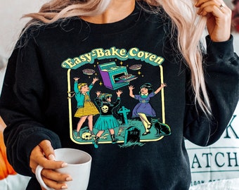 Easy Bake Coven 90s Horror Movie Fan Sweatshirt,  Halloween Hoodie, Scary Halloween Crewneck, Witchy Vibes Hoodie, Spooky Season Gift