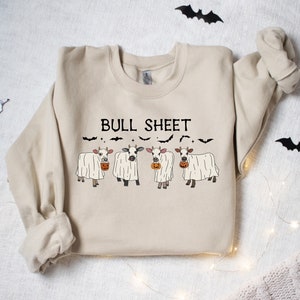 Bull Sheet Sweatshirt, Halloween Ghost Cow Sweatshirt, Trick or Treat Shirt, Spooky Cow Sweater, Halloween Gifts, Ghost Sweatshirt