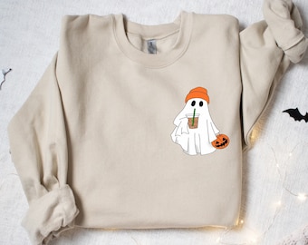 Little Ghost Ice Coffee Shirt, Ghost Sweatshirt, Halloween Tee, Cute Ghost Shirt, Little Ghost Ice Coffee Sweatshirt