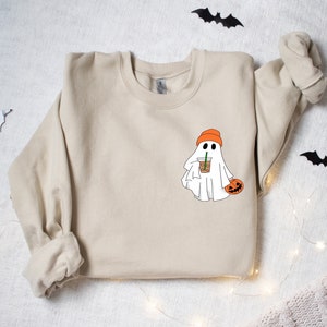 Little Ghost Ice Coffee Shirt, Ghost Sweatshirt, Halloween Tee, Cute Ghost Shirt, Little Ghost Ice Coffee Sweatshirt