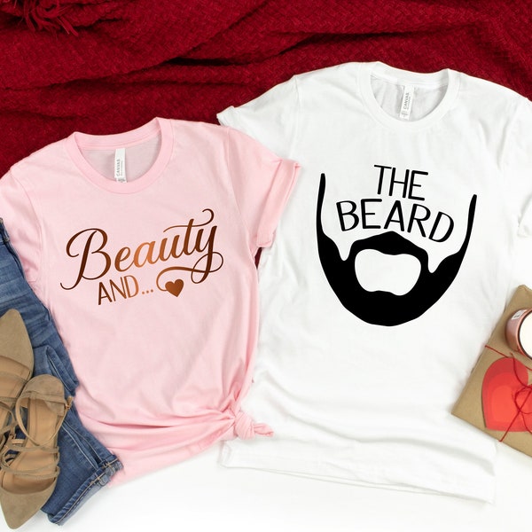 Beauty And The Beard Tees,Valentines Day Couples Shirts,His and Her Valentines Day Shirt,Anniversary Shirt,Valentine Shirt,Matching Couples