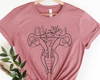 Chemise féministe, Chemise Sans utérus, Chemise Pro Choice, Chemise botanique pour les droits des femmes, Chemise féministe, Chemise Girl Power
