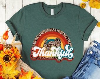 Leopard Turkey Shirt, Cheetah Turkey Shirt,Thanksgiving Shirt,Thankful Shirt,Fall Shirt,Rainbow Thankful Turkey Shirt,Family Matching Shirt