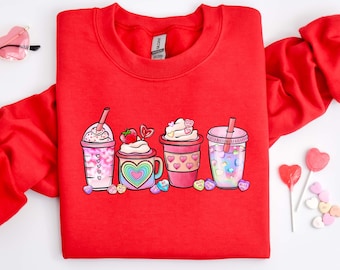 Womens Valentines Day Sweatshirt, Valentine Coffee Sweatshirt, Womens Valentines Day Sweater, Valentines Day Shirt, Valentines Sweater