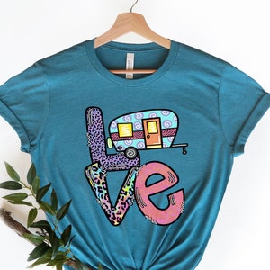 Love Camper Shirt,Camping Shirt, Travel Trailer Shirt,Happy Camper Shirt for Women,Adventure Shirt for Her,Travel Gift Cute Camping Shirt