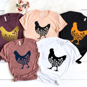 Floral Chicken Shirt, Chicken Shirt, Farm Shirt, Chicken Lover Shirt, Women&#39;s Chicken Shirt, Farm Tees, Chicken Whisperer, Farm Girl Shirt