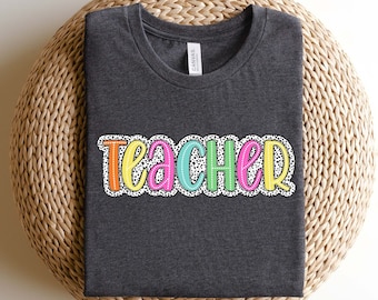 Dalmatische leraar shirt, leraar shirts, terug naar school shirt, cadeau voor leraar, waardering leraar, kleurrijk leraar T-shirt