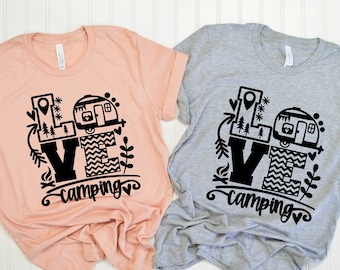 Love Camper Shirt,Camping Shirt, Travel Trailer Shirt,Happy Camper Shirt for Women,Adventure Shirt for Her,Travel Gift Cute Camping Shirt