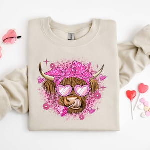 Highland Cow Valentine Shirt, Cow Lover, Cow Sweatshirt, Valentine Day Shirt, Valentine Day Gift, Cow, Funny Valentine Shirt, Couple Shirts