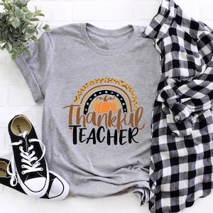 Thanksgiving Teacher Shirt,Thankful Rainbow Pumpkin Shirt,Thanksgiving Vacation Shirt,Family Thanksgiving Shirt,Thanksgiving Dinner Shirt