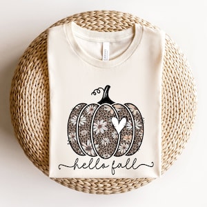 Hello Fall Leopard Print Pumpkin Shirt, Fall Vibes Shirt, Happy Fall Y&#39;All
