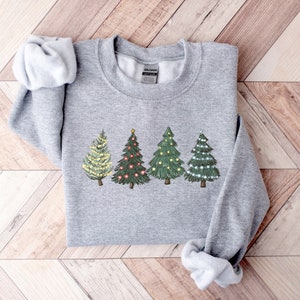 Sweat-shirt de Noël, Pull de Noël, Col d’équipage de Noël, Sweat-shirt d’arbre de Noël, Pulls de Noël pour femmes, Sweat-shirt d’hiver