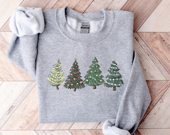 Christmas Sweatshirt, Christmas Sweater, Christmas Crewneck, Christmas Tree Sweatshirt, Holiday Sweaters for Women, Winter Sweatshirt