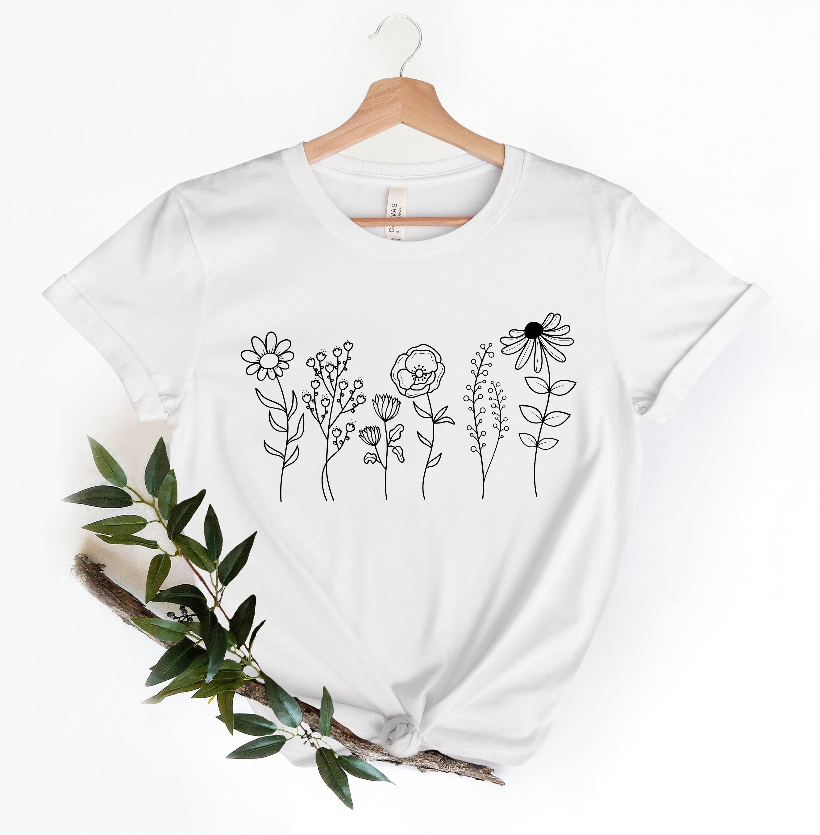 Wild Flowers Shirt, Wildflower Tshirt, Floral Shirt, Botanical Shirt, Flower Shirt, Nature Lover Shirt,Ladies Shirts, Womens Tees,Flover Tee