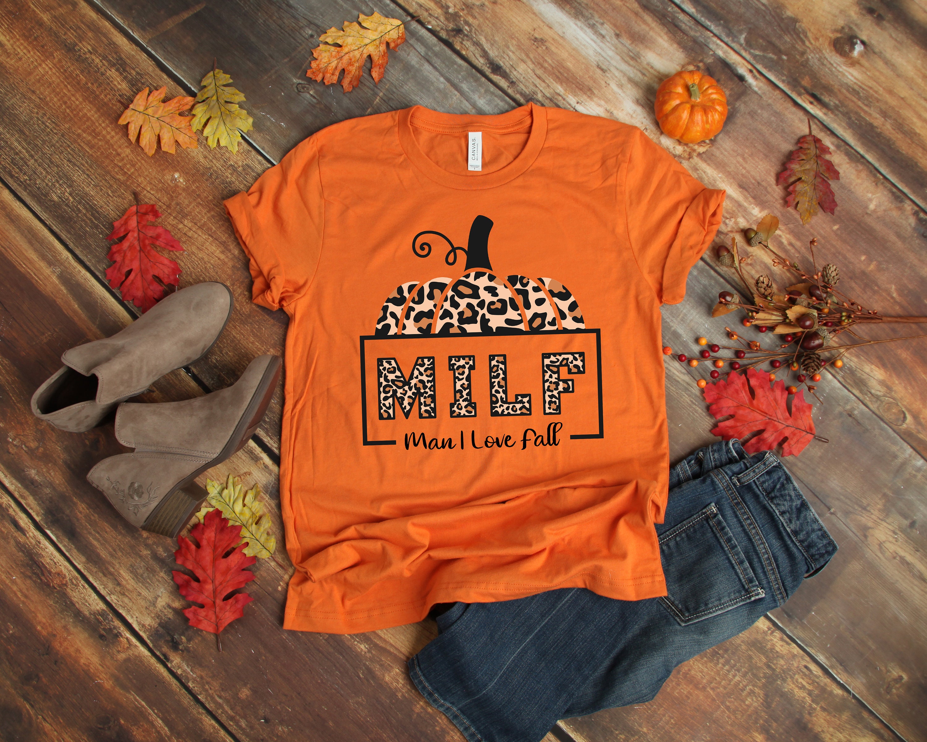 Discover Milf Man I Love Fall Shirt, Pumpkin Shirt, Fall Season Shirt, Milf Shirt, Leopard Pumpkin Shirt, Thanksgiving Shirt