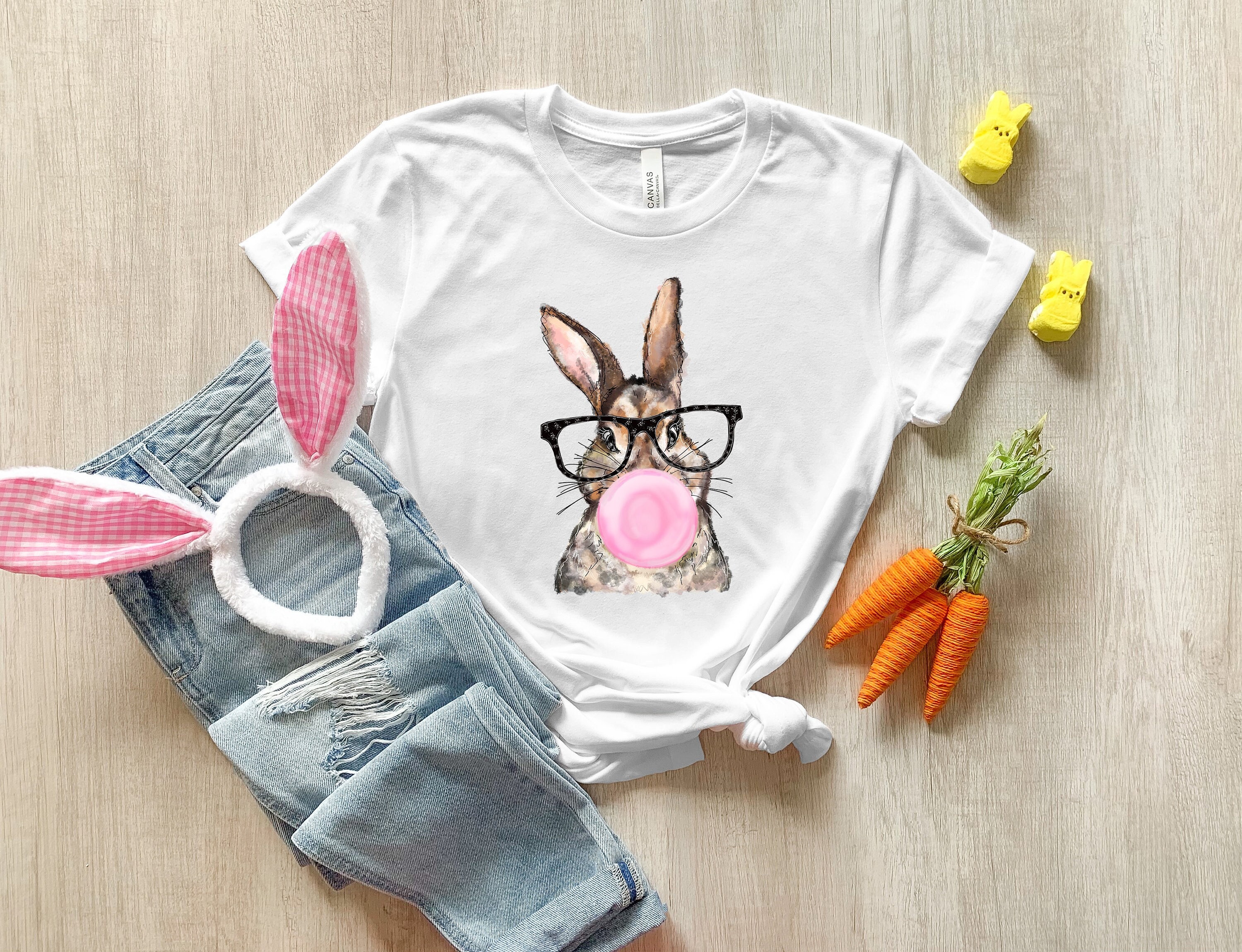 Bunny with Leopard Glasses shirt, Easter shirt, Easter bunny graphic tee, Easter shirts