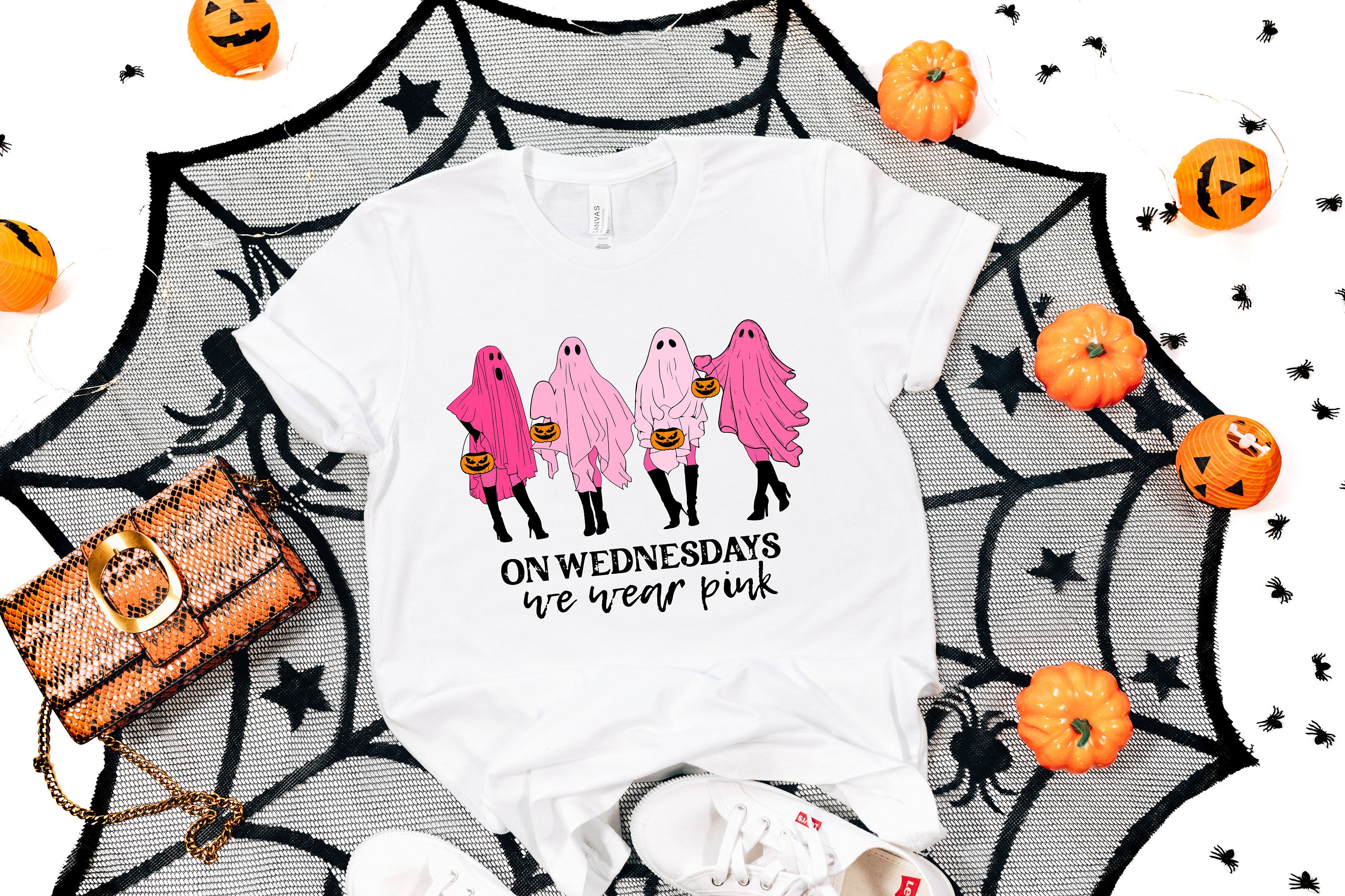 On Wednesday We Wear Pink Ghost Sweatshirt, Mean Girls Ghost Shirt, Pink Ghost Shirt, Mean Girls Halloween, Halloween Sweatshirt