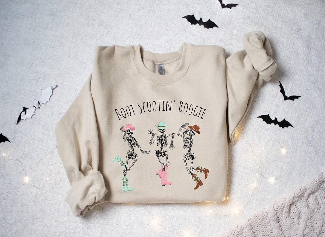 Boot Scootin Boogie Shirt, Halloween Skeleton Sweatshirt, Dancing