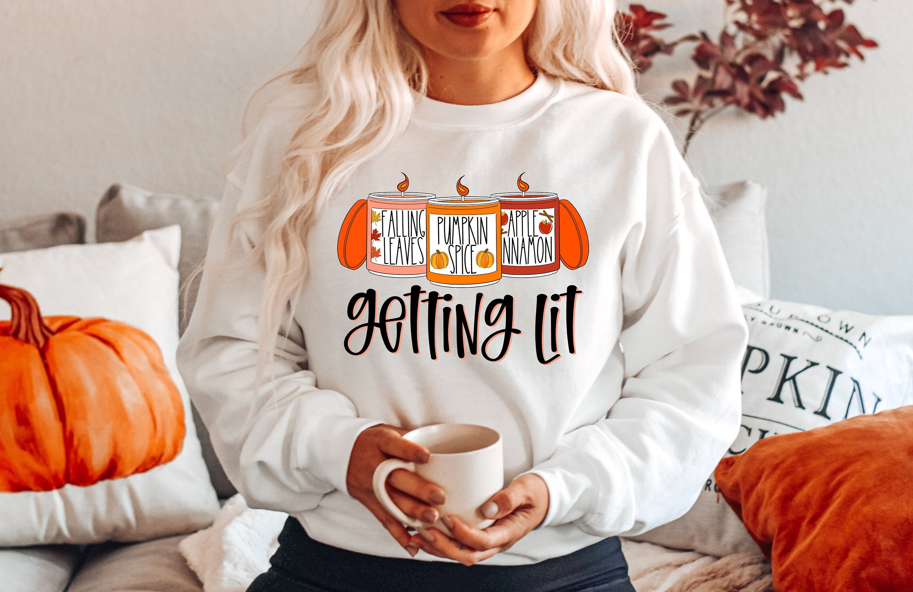 Getting Lit fall Shirt, Pumpkin Shirt, Getting Lit Candles Shirt, Fall Outfit, Fall Bachelorette Party Shirt,Thanksgiving shirt, Fall Shirt