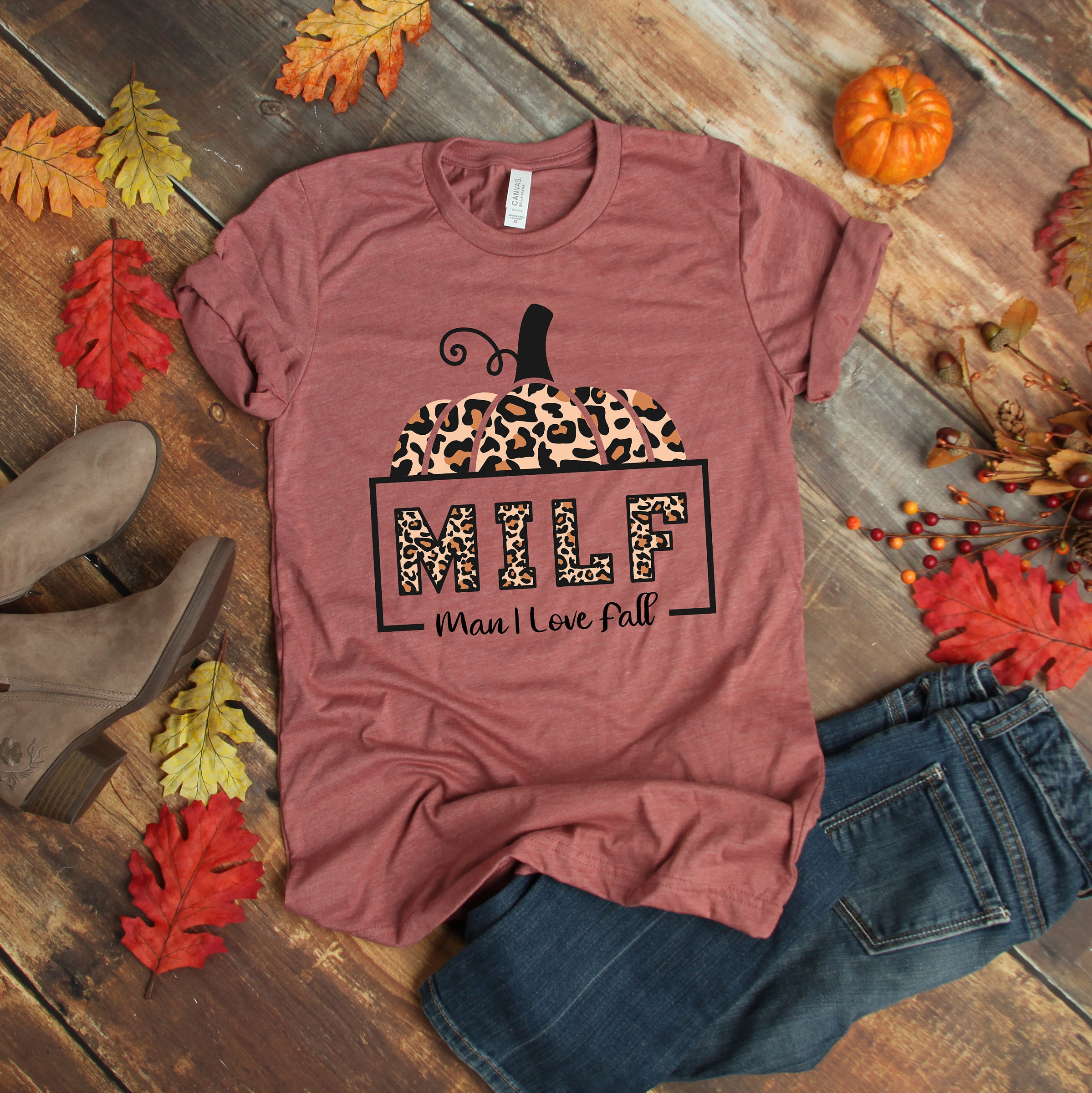 Discover Milf Man I Love Fall Shirt, Pumpkin Shirt, Fall Season Shirt, Milf Shirt, Leopard Pumpkin Shirt, Thanksgiving Shirt