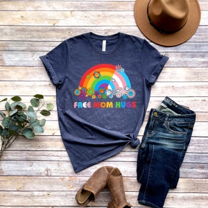 Free Mom Hugs T-Shirt, Proud Mom Apparel, Rainbow Gay Pride T-Shirt, Lgbtq Proud Parent Shirt, Equality Gifts, Rainbow Heart Shirt,Proud Tee image 2