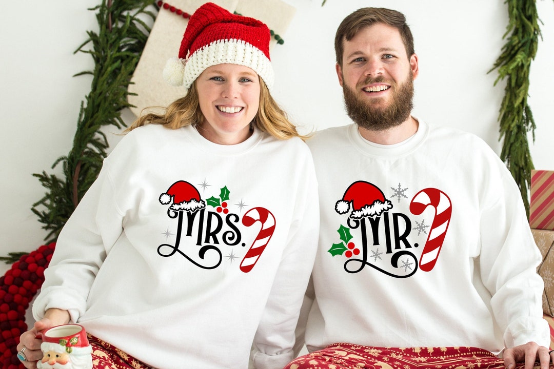 Sudadera de Navidad Mr Mrs, Camisa de boda de invierno, Camisa