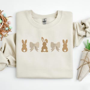 Embroidered Easter Day Sweatshirt, Embroidered Rabbit Sweatshirt, Embroidered Easter Bunny Shirt, Easter Shirt, Cute Bunny Sweatshirt
