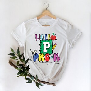 Hello Preschool, Preschool Shirt, First Day Preschool Shirts, Preschool Teacher, Preschool Tee, Pre-K Tshirt, Hello Pre K image 2