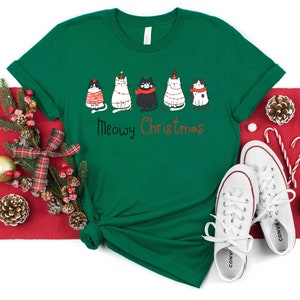 Meowy Christmas Shirt, Christmas Cat Shirt, Merry Christmas, Cat Lover Shirt, Christmas Gift, Christmas Gift For Cat Mom Gifts For Cat Lover image 2
