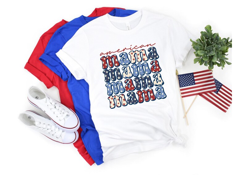 American Mama Shirt, Mom Shirt, Independence Day, 4th of July Shirt, American Memorial Day, 4th Juli Shirt Frauen, Patriotisches Shirt, Geschenk für Sie Bild 2
