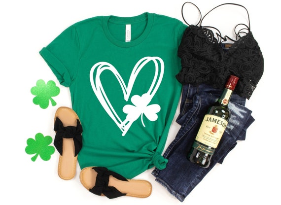 Shamrock And Hand Drawn Heart St Patty's Day Shirt,St. Patricks Day Shirt,Four Leaf Clover,Shamrock Shirts,Patrick's Day,Irish Tshirt