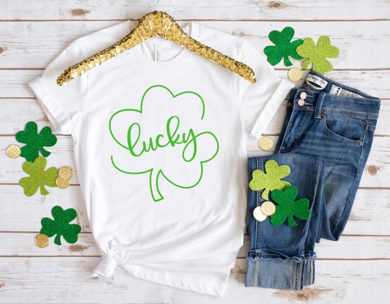 Womens St Patricks Day Shirt Lucky Womens St Patricks Day Holiday T-Shirt Green Lucky Shamrock Clover Tee Irish Green Shirt - Foto 10
