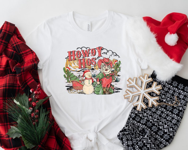 Howdy Hos Christmas Sweatshirt, Santa Cowboy Sweatshirt, Christmas Sweatshirt, Hohoho Howdy Christmas Shirt image 2